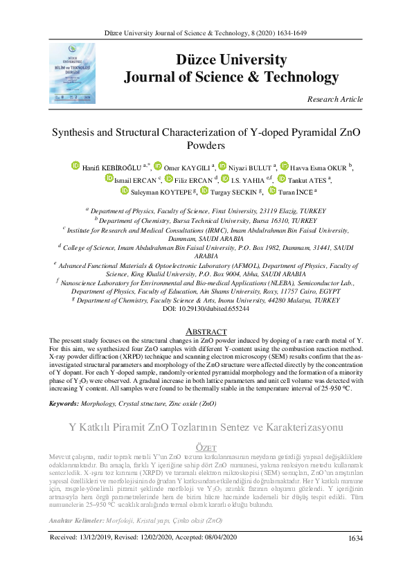 (PDF) Synthesis and Structural Characterization of Y-doped Pyramidal ...