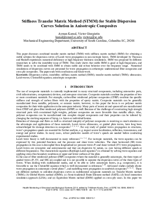 (PDF) Stiffness Transfer Matrix Method (STMM) for stable dispersion ...