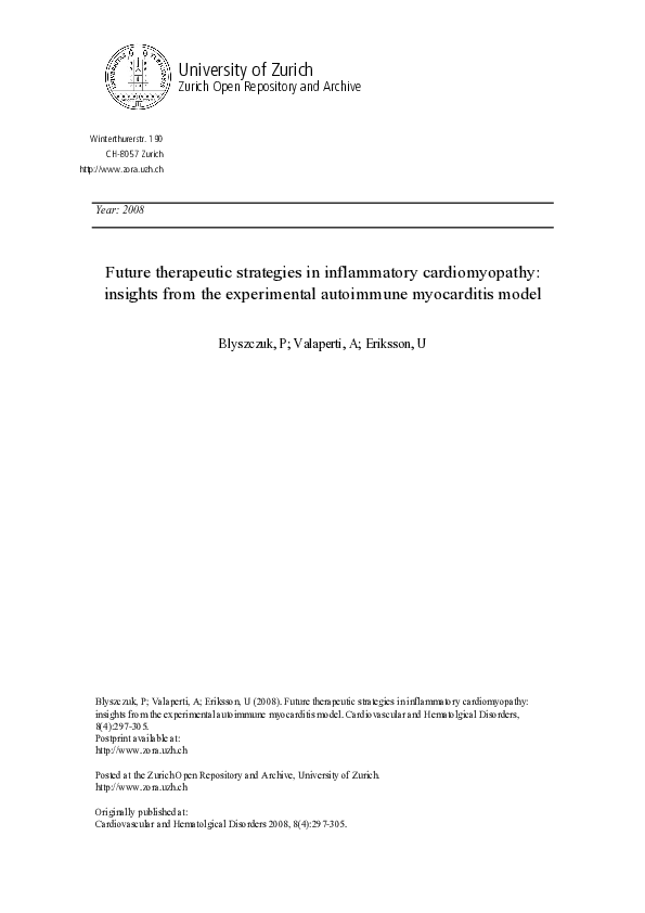 (PDF) Future Therapeutic Strategies in Inflammatory Cardiomyopathy ...