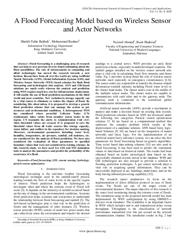 (PDF) A Flood Forecasting Model based on Wireless Sensor and Actor Networks