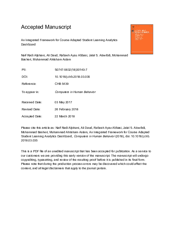 (PDF) An integrated framework for course adapted student learning ...
