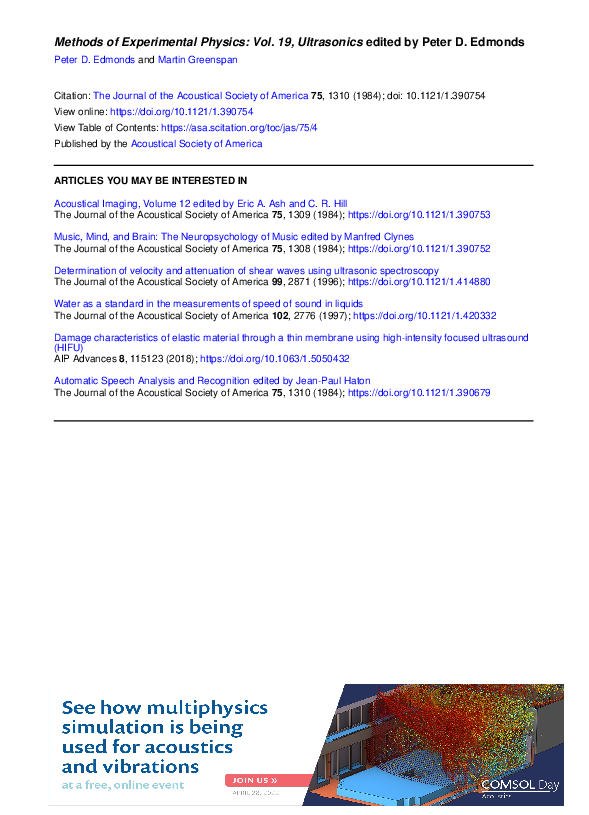 (PDF) Methods of Experimental Physics: Vol. 19, Ultrasonics edited by ...