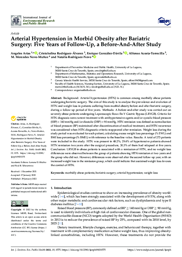 (PDF) Arterial Hypertension in Morbid Obesity after Bariatric Surgery ...