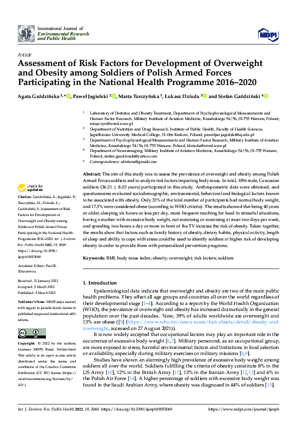 (PDF) Assessment of Risk Factors for Development of Overweight and ...
