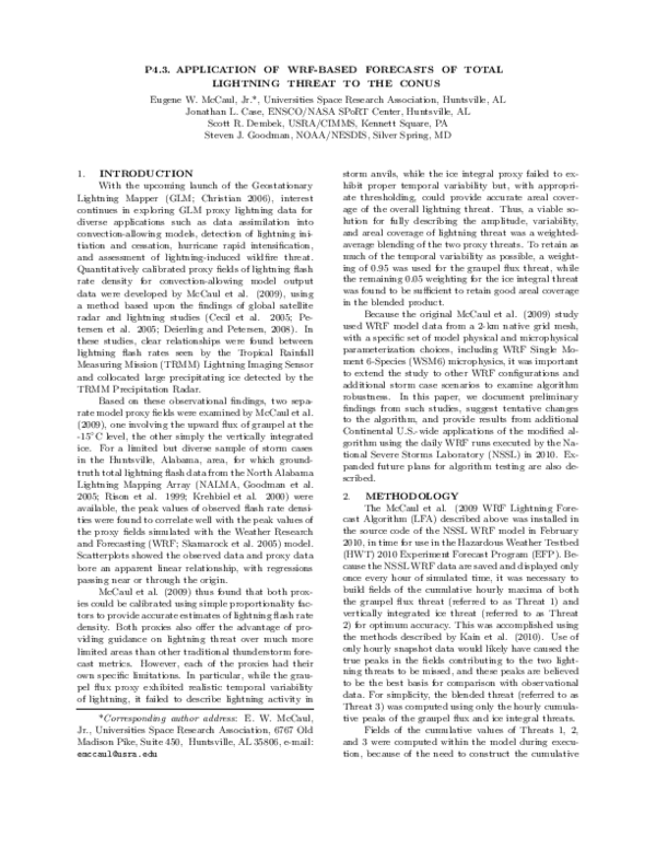 (PDF) Application of WRF-based forecasts of total lightning threat to ...