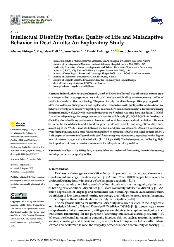 (PDF) Intellectual Disability Profiles, Quality of Life and Maladaptive ...