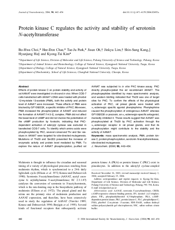 (PDF) Protein kinase C regulates the activity and stability of ...