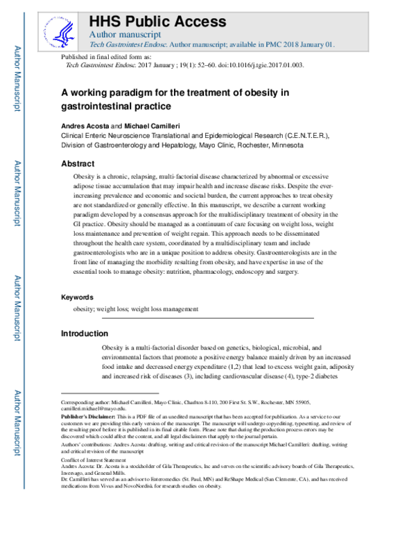 (PDF) A working paradigm for the treatment of obesity in ...