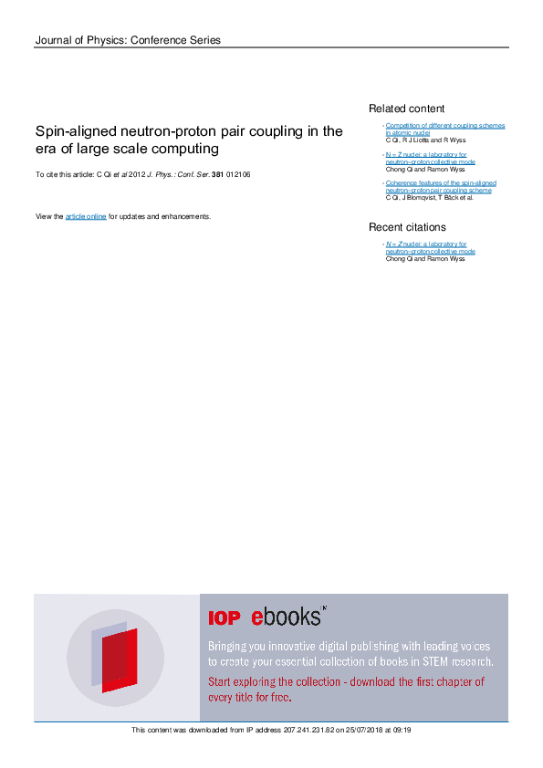 (PDF) Spin-aligned neutron-proton pair coupling in the era of large ...