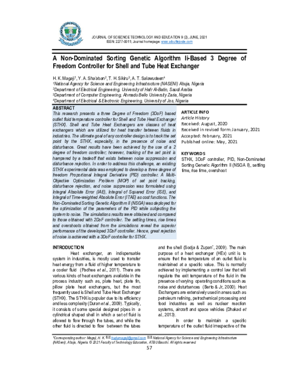 (PDF) A Non-Dominated Sorting Genetic Algorithm Ii-Based 3 Degree of ...