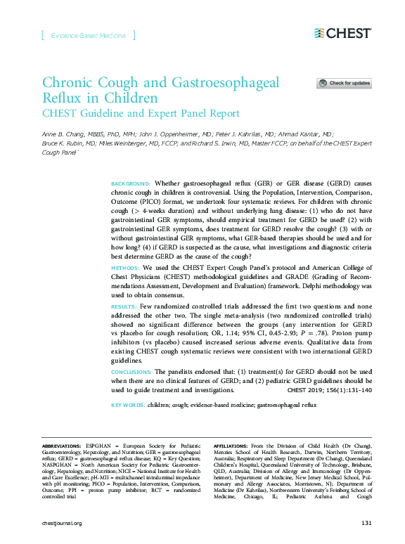 (PDF) Chronic Cough and Gastroesophageal Reflux in Children