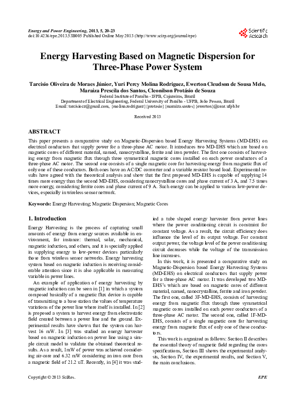 (PDF) Energy Harvesting Based on Dispersion for ThreePhase