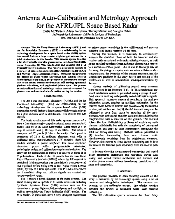 (PDF) Antenna autocalibration and metrology approach for the AFRL/JPL