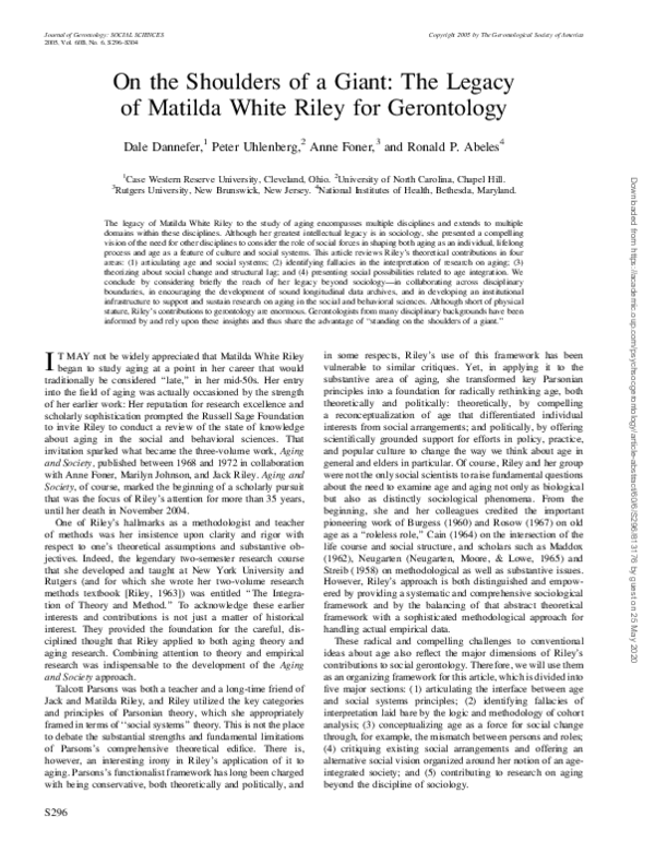(PDF) On the Shoulders of a Giant: The Legacy of Matilda White Riley ...