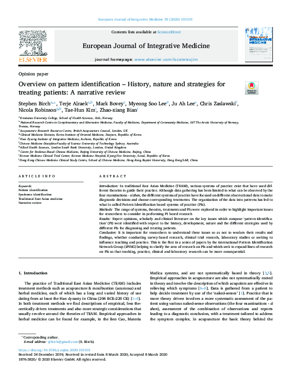 (PDF) Overview on pattern identification -History, nature and ...
