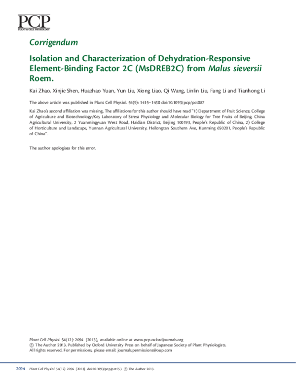 (PDF) Isolation and Characterization of Dehydration-Responsive Element ...