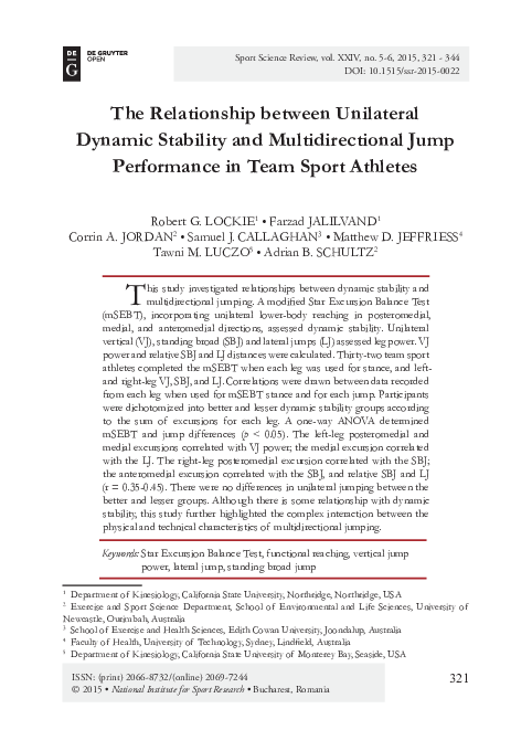 (PDF) The Relationship between Unilateral Dynamic Stability and ...