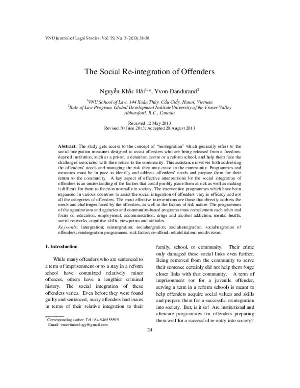 (PDF) The Social Re-integration of Offenders