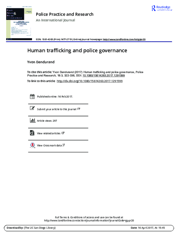 Pdf Human Trafficking And Police Governance