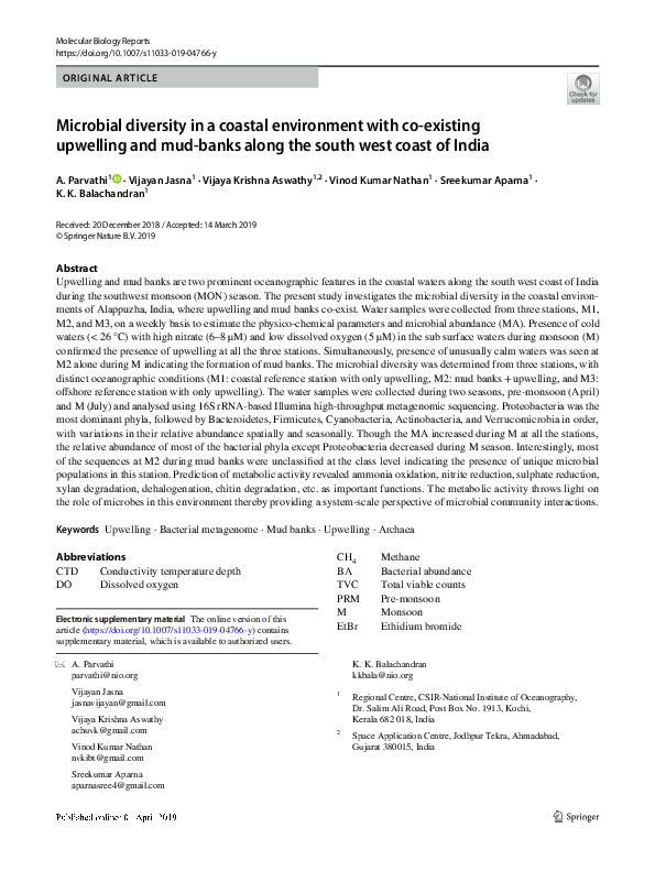 (PDF) Microbial diversity in a coastal environment with co-existing ...