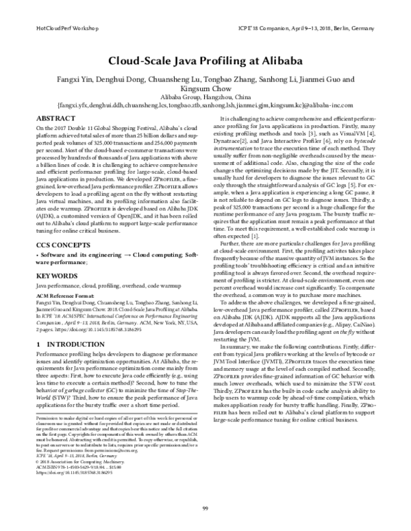 (PDF) Cloud-Scale Java Profiling at Alibaba