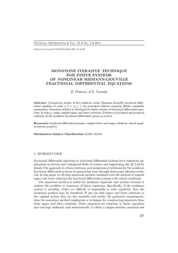 (PDF) Monotone iterative technique for finite systems of nonlinear ...