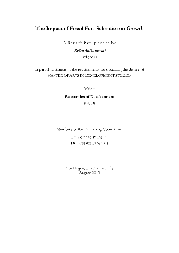 (PDF) The Impact of Fossil Fuel Subsidies on Growth