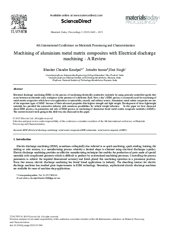 (PDF) Machining of Aluminium Metal Matrix Composites with Electrical ...
