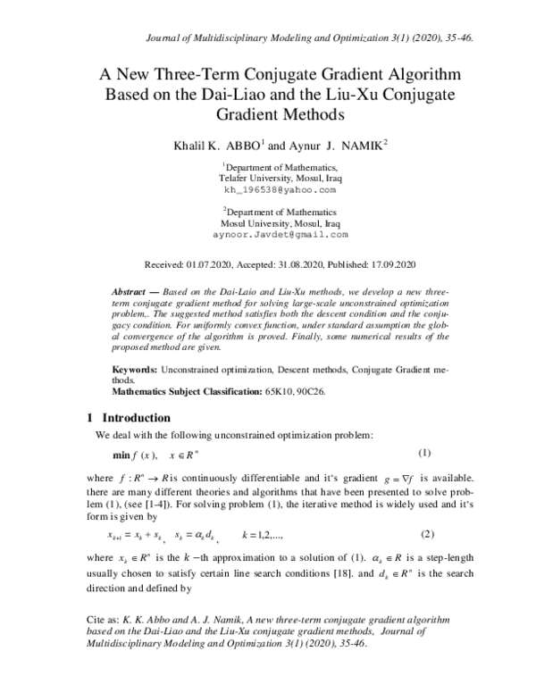 (PDF) A new three-term conjugate gradient algorithm based on the Dai ...