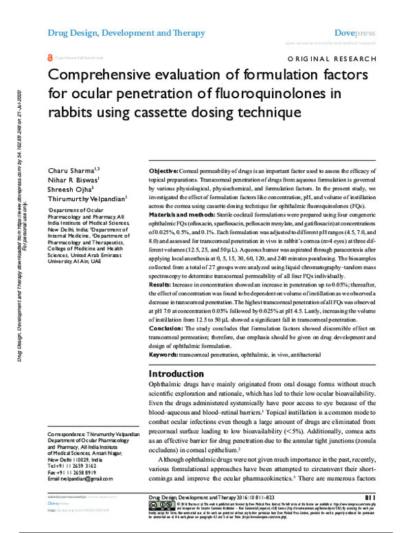 (PDF) Comprehensive evaluation of formulation factors for ocular ...