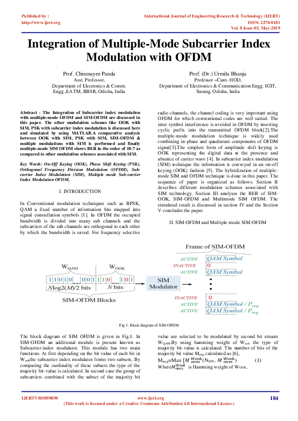 (PDF) Integration of Multiple-Mode Subcarrier Index Modulation with OFDM