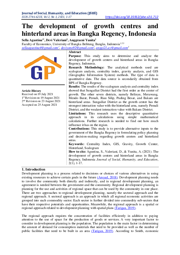 (PDF) Analysis the development of growth centers and hinterland areas ...