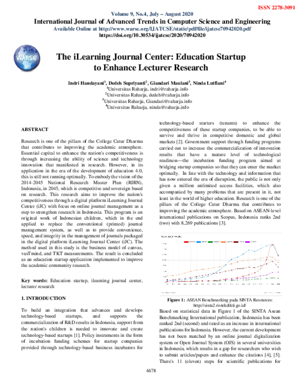 (PDF) The iLearning Journal Center: Education Startup to Enhance ...