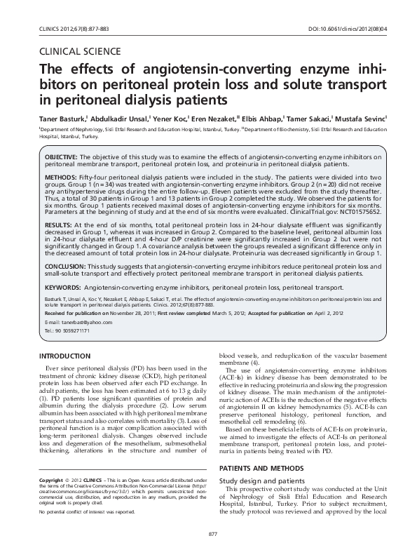 (PDF) The effects of angiotensin-converting enzyme inhibitors on ...