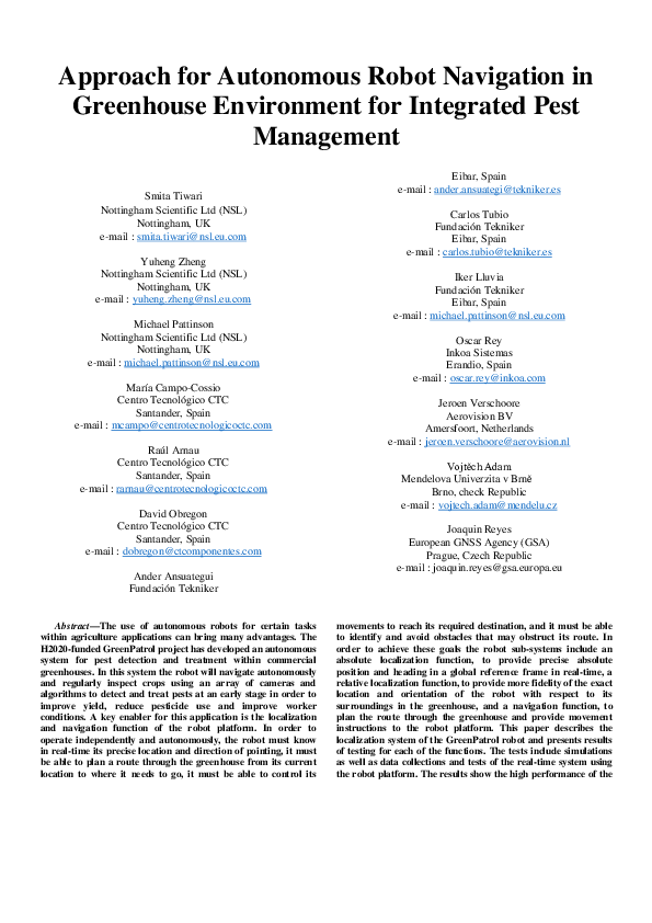 (PDF) Approach for Autonomous Robot Navigation in Greenhouse ...