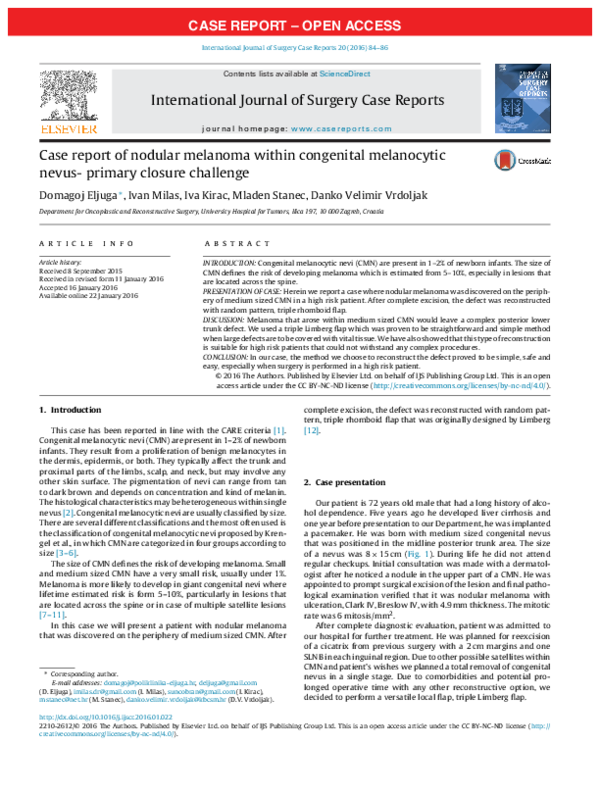 (PDF) Case report of nodular melanoma within congenital melanocytic ...