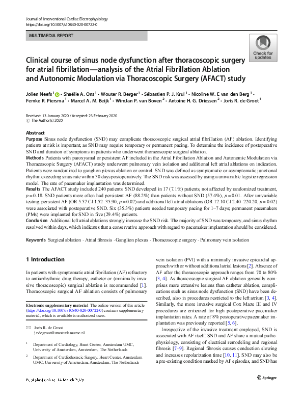(PDF) Clinical course of sinus node dysfunction after thoracoscopic ...