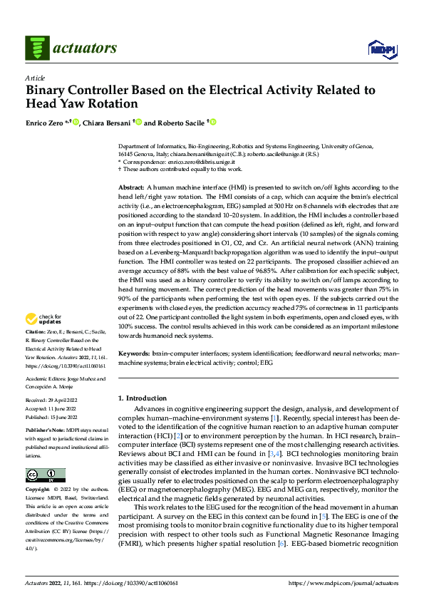 (PDF) Binary Controller Based on the Electrical Activity Related to ...
