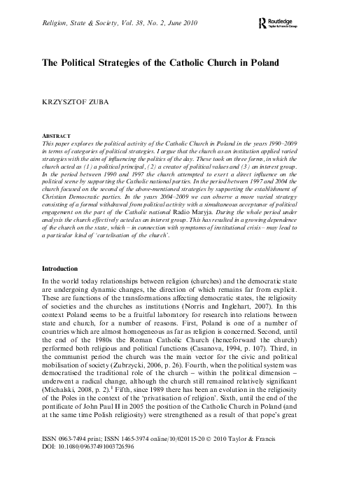 (PDF) The Political Strategies of the Catholic Church in Poland