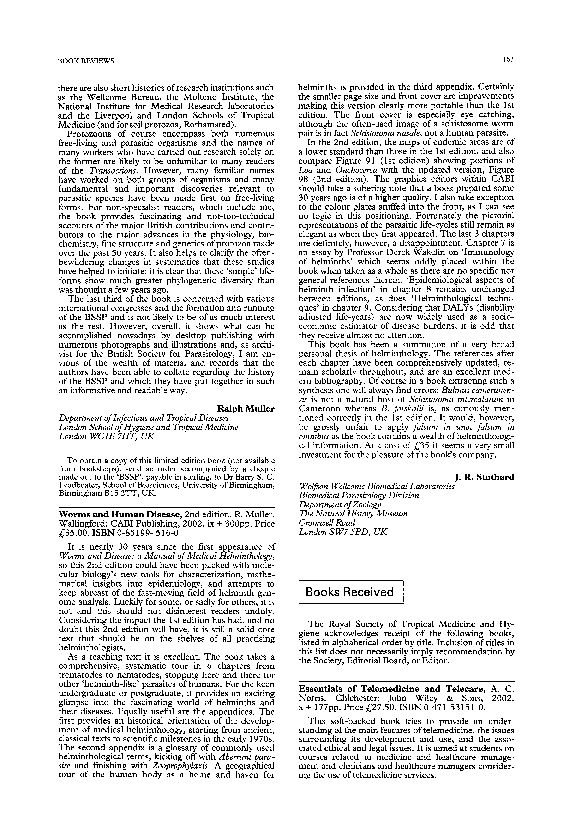 (PDF) Worms and human disease