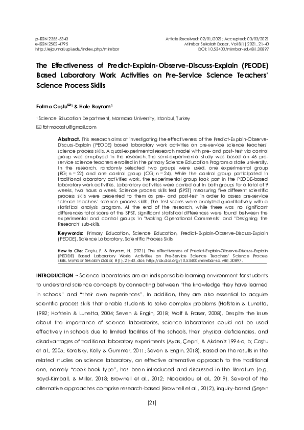 (PDF) The Effectiveness of Predict-Explain-Observe-Discuss-Explain ...