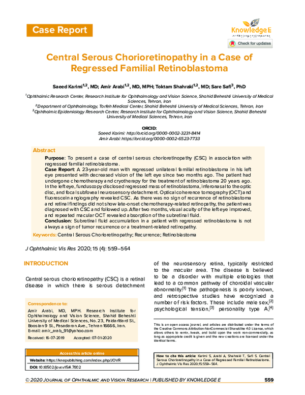 (PDF) Central Serous Chorioretinopathy in a Case of Regressed Familial ...