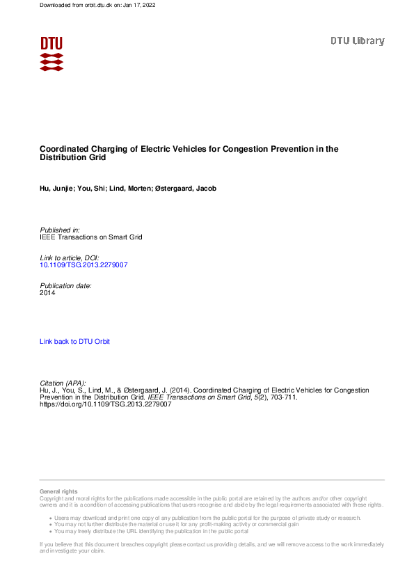 (PDF) Coordinated Charging of Electric Vehicles for Congestion ...