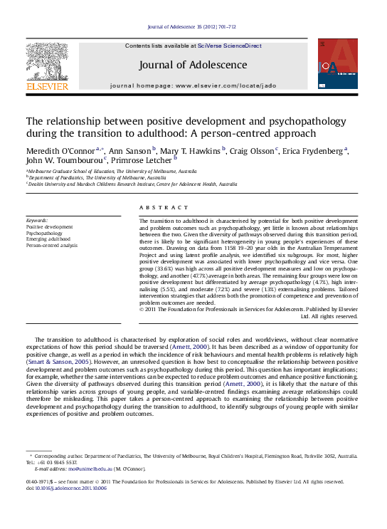 (PDF) The relationship between positive development and psychopathology ...