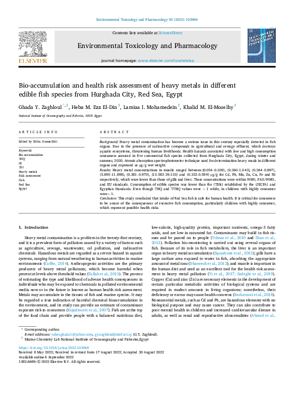 (PDF) Bio-accumulation and health risk assessment of heavy metals in ...