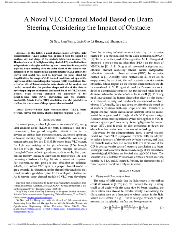 (PDF) A Novel VLC Channel Model Based on Beam Steering Considering the ...