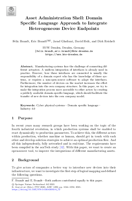 (PDF) Asset Administration Shell: Domain Specific Language Approach to ...