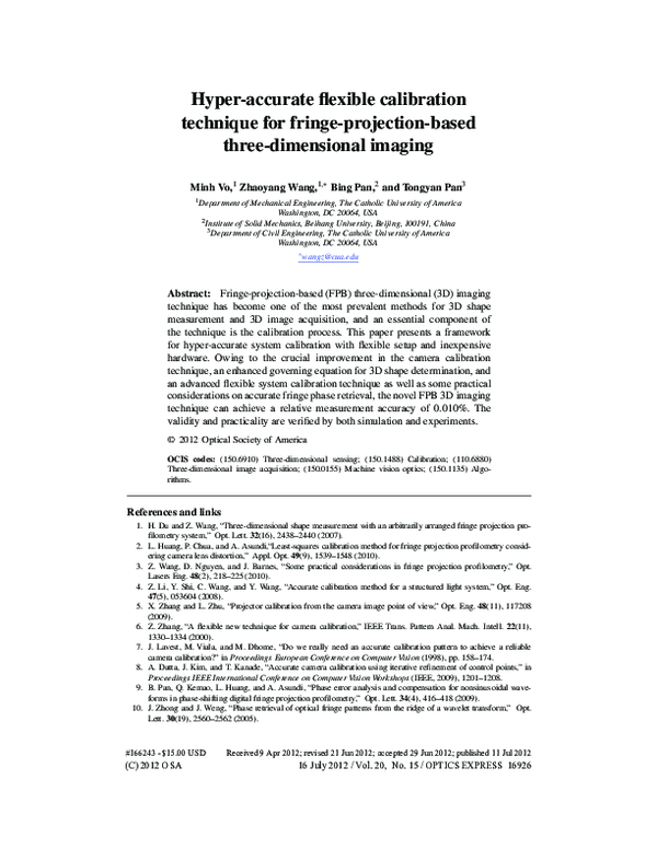 (PDF) Hyper-accurate flexible calibration technique for fringe ...