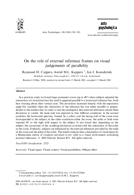 (PDF) On the role of external reference frames on visual judgements of ...
