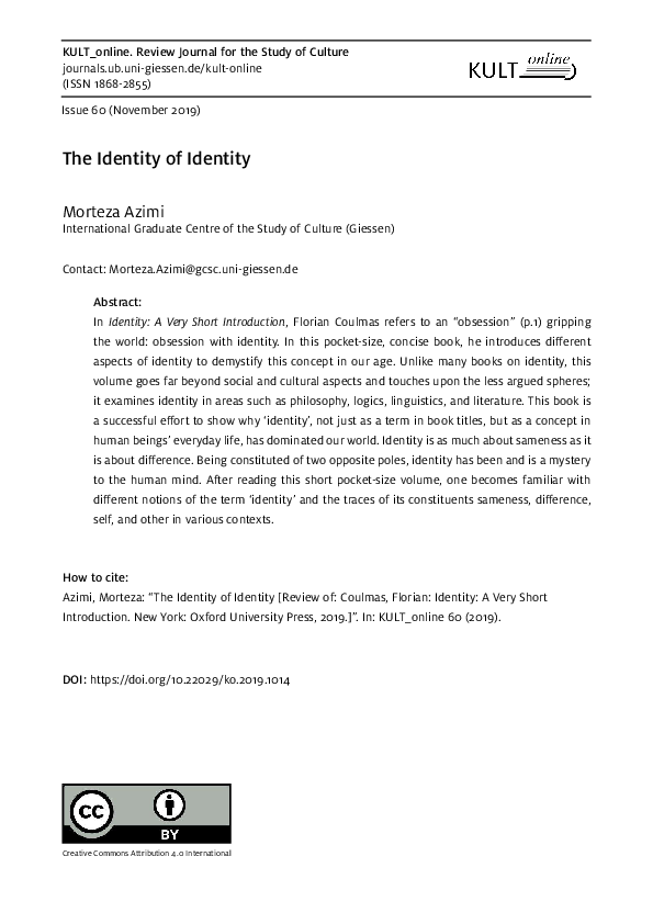 (PDF) The Identity of Identity